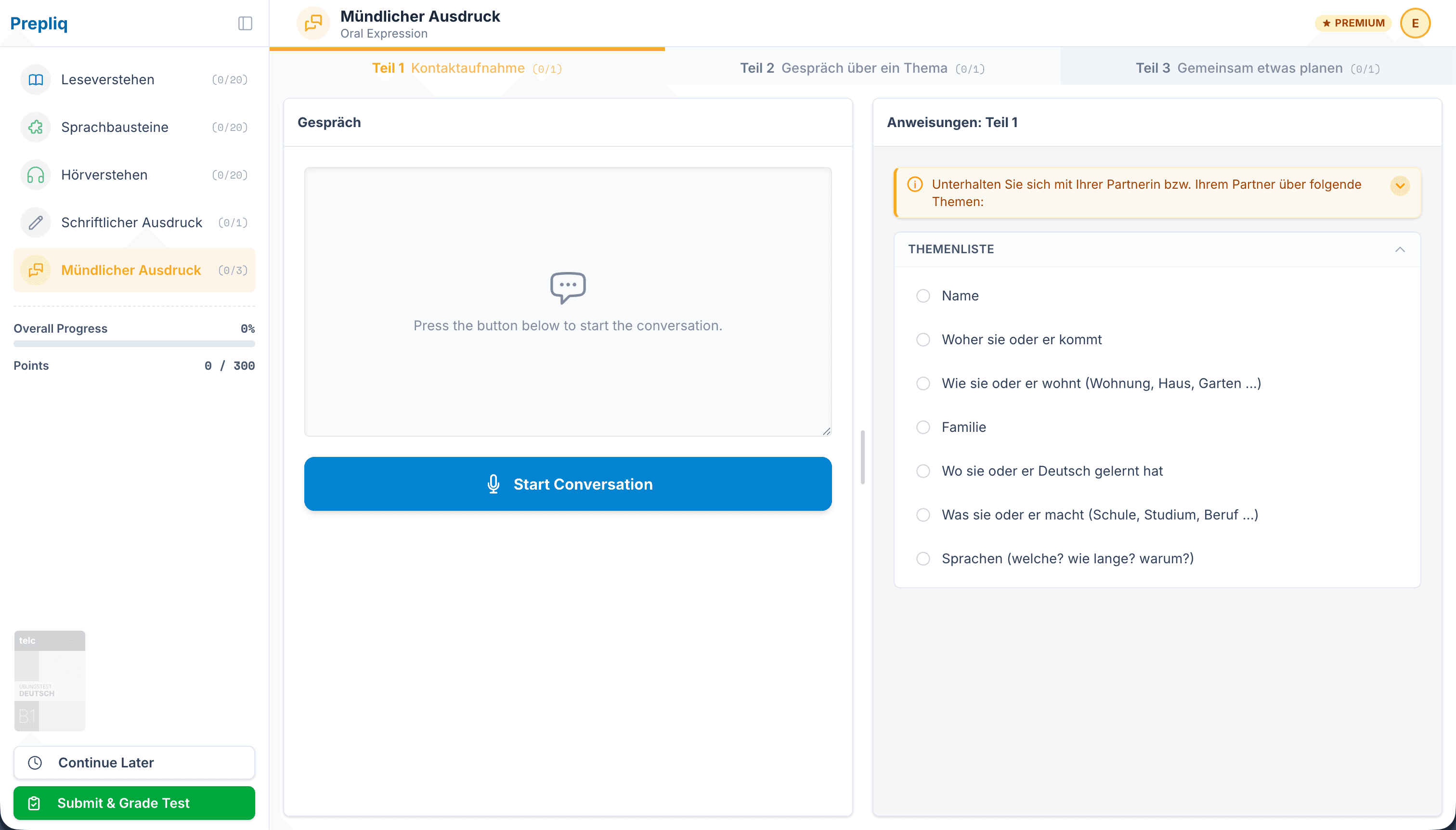 Feature preview for Speaking
